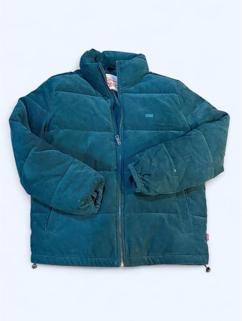 Levi’s M Teal Corduroy Puffer Jacket Y2K Vintage Streetwear - Picture 2 of 7